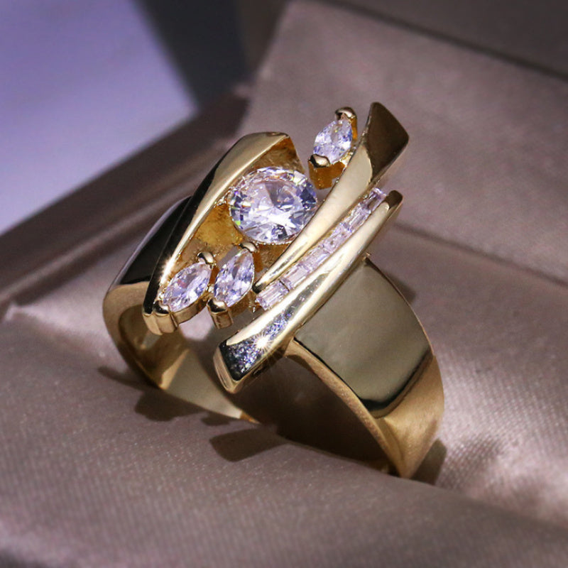 Sparkling Zircon Gold Ring - by The Nichole Collection