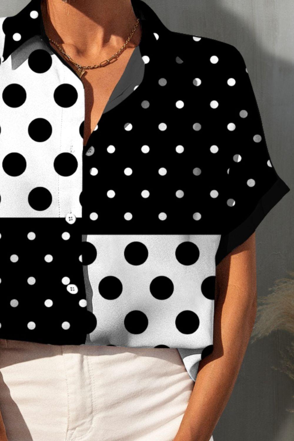 Women's Trending Polka Dot Short Sleeve Shirt - Shirts & Tops by The Nichole Collection