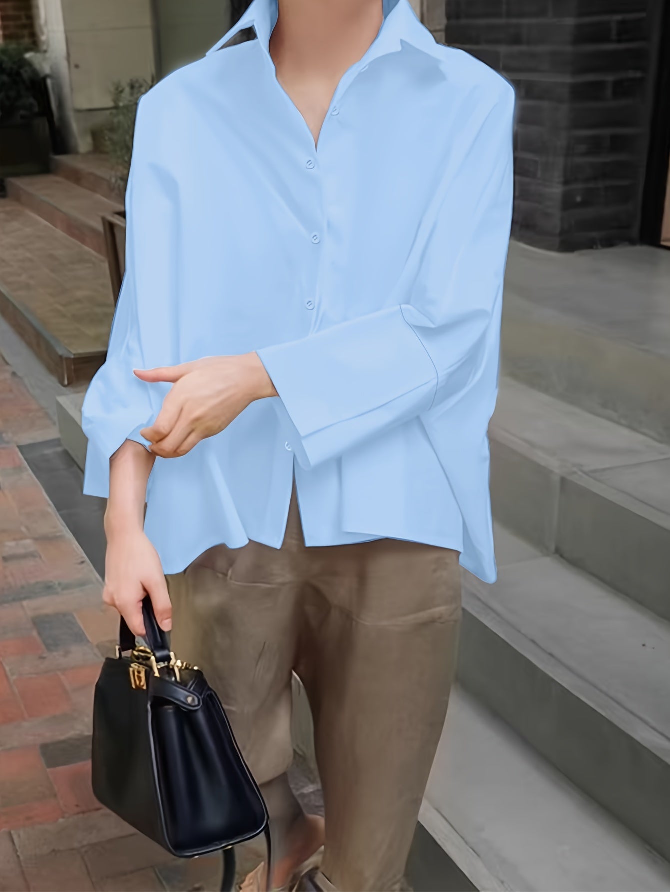 Timeless Collared Shirt with Long Cuff Sleeves - Blouse by The Nichole Collection