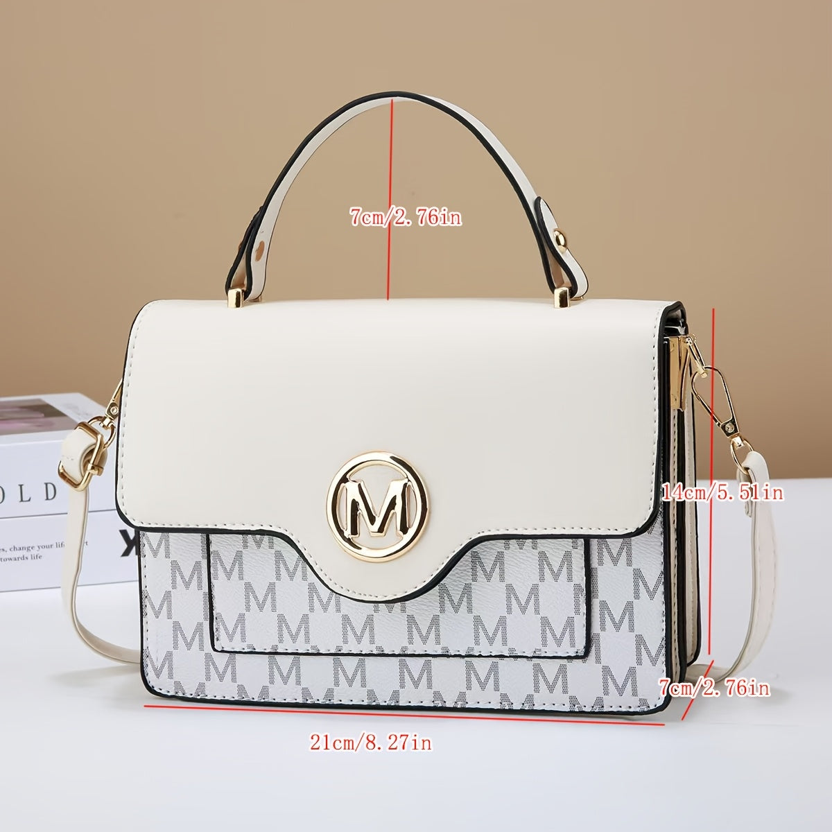 Letter "M" Chic Mini Crossbody Bag with Detachable Strap, and Magnetic Closure - by The Nichole Collection