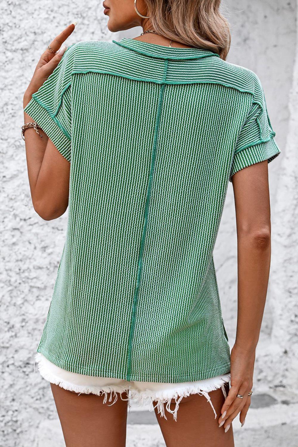 Classic Short Sleeve Striped Tee with Round Neckline - by The Nichole Collection