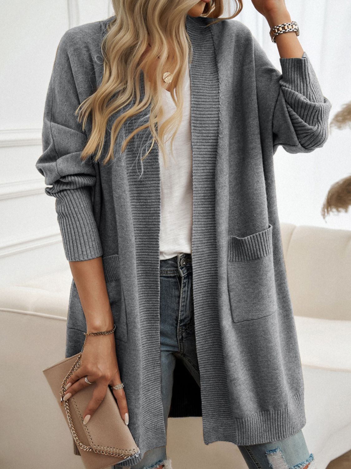 Cozy Open Front Long Sleeve Cardigan