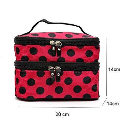 Large Capacity Travel Makeup & Toiletries Organizer - Double Layer Zipper Cosmetic Bag - by The Nichole Collection