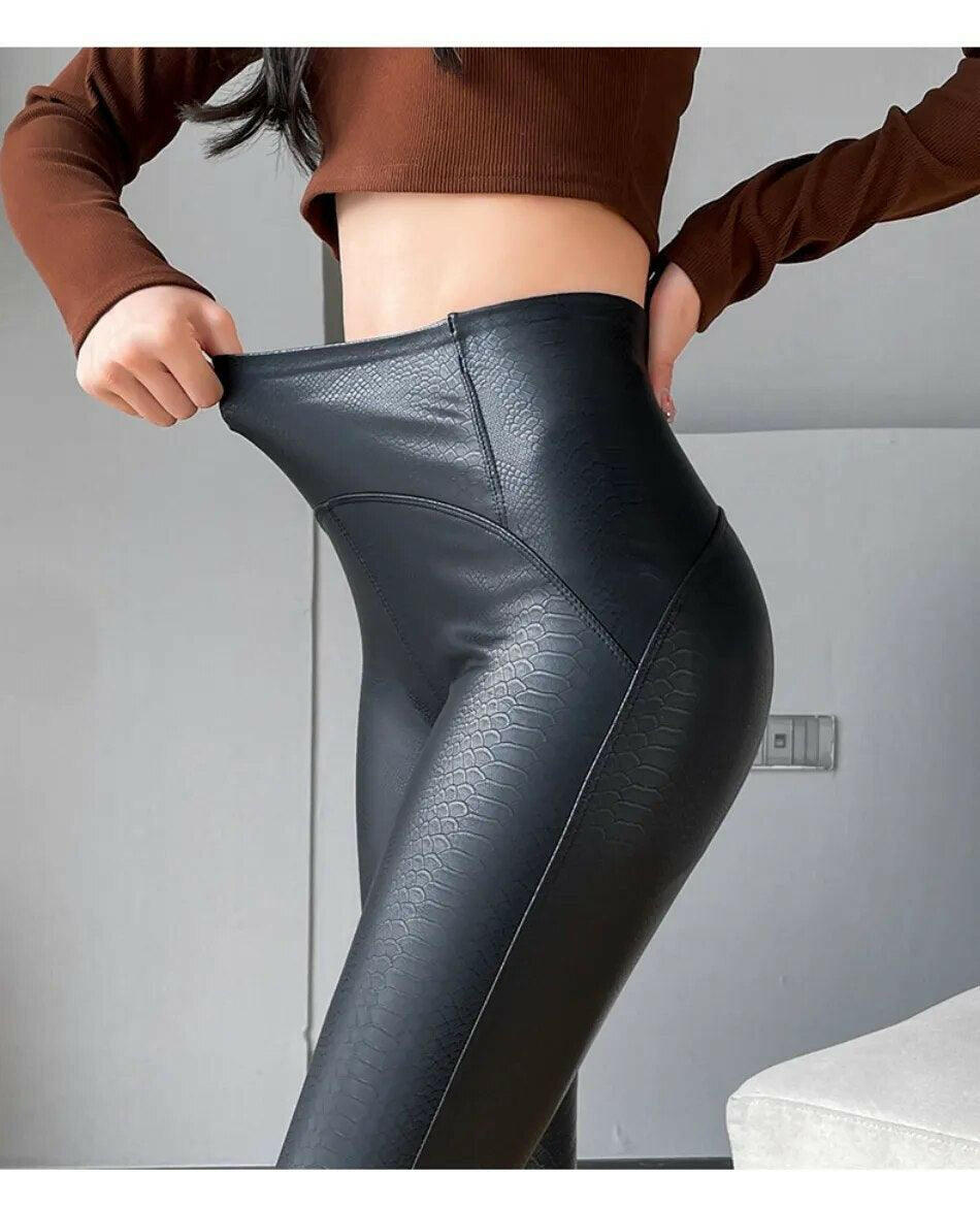 Ankle-Length Vegan Leather Leggings