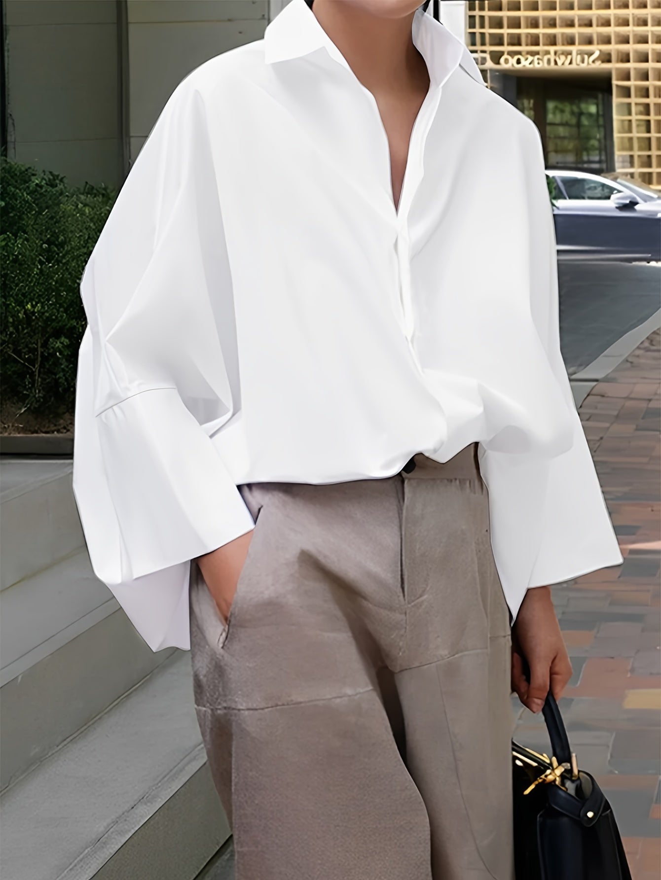 Timeless Collared Shirt with Long Cuff Sleeves - Blouse by The Nichole Collection