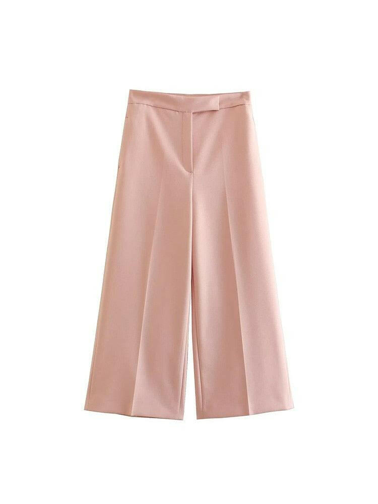 Women's 2 Piece Vest and Wide Leg Pants Set pink-pant