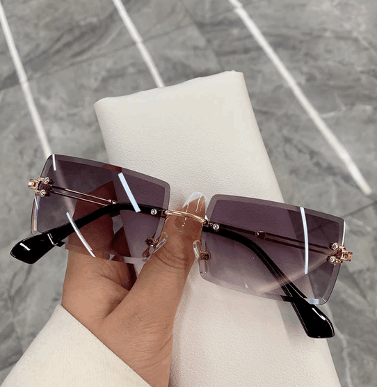 Bold Frameless Rectangle Sunglasses