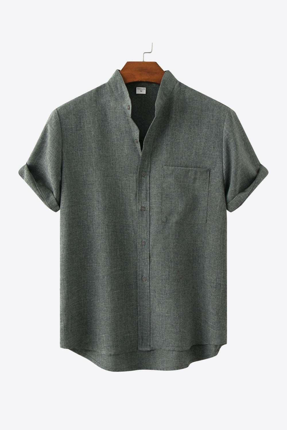 Button-Front High-Low Pocket Shirt Black Forest