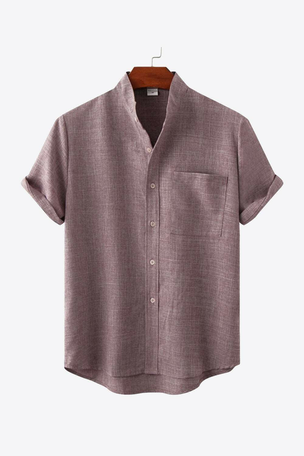 Button-Front High-Low Pocket Shirt Dusty Purple