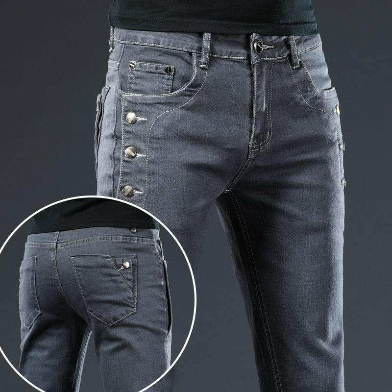 Casual Pattern Men’s Denim Jeans Dark gray