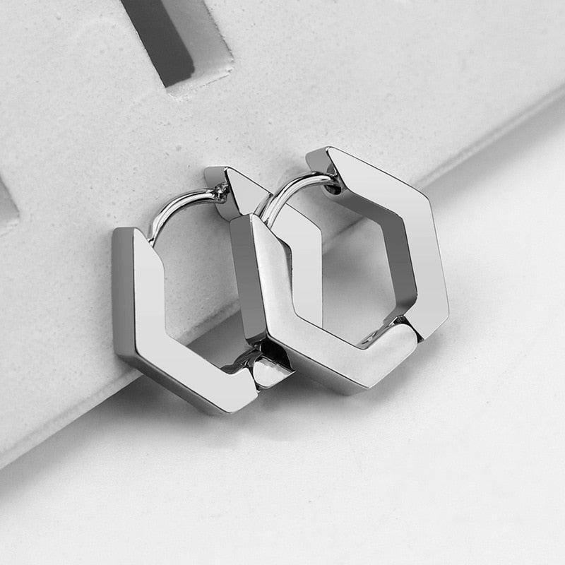 Chic Geometric Stainless Steel Hoop Earrings E3009