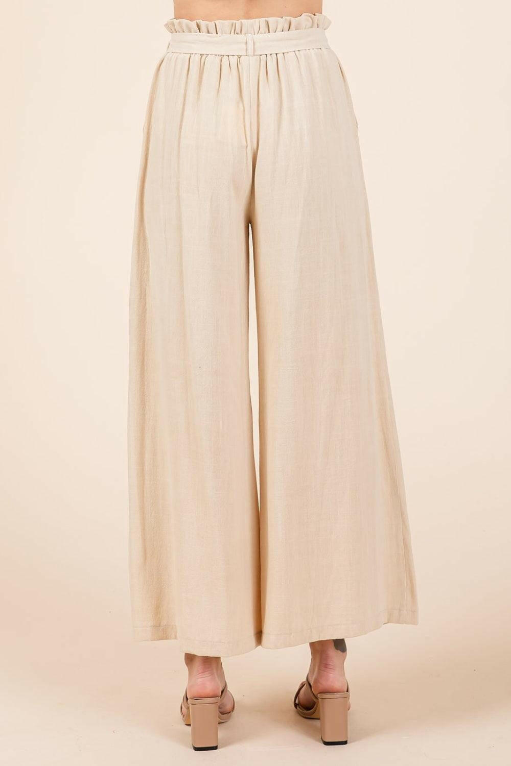 Chic High-Waist Tie-Front Wide Leg Pants