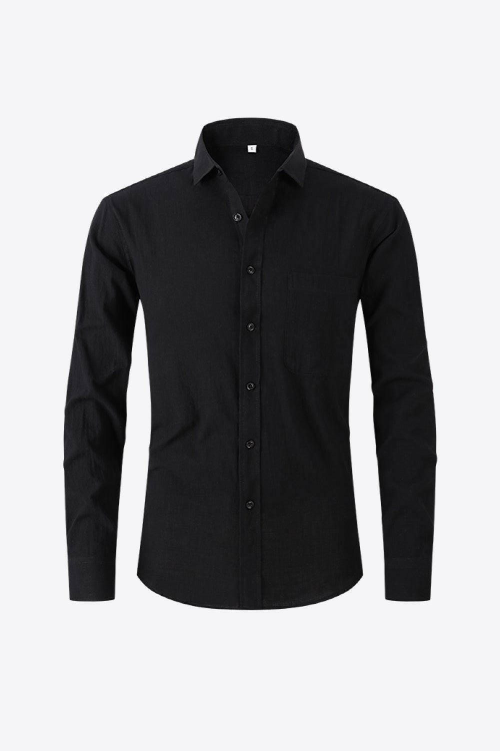 Classic Collared Long-Sleeve Shirt Black