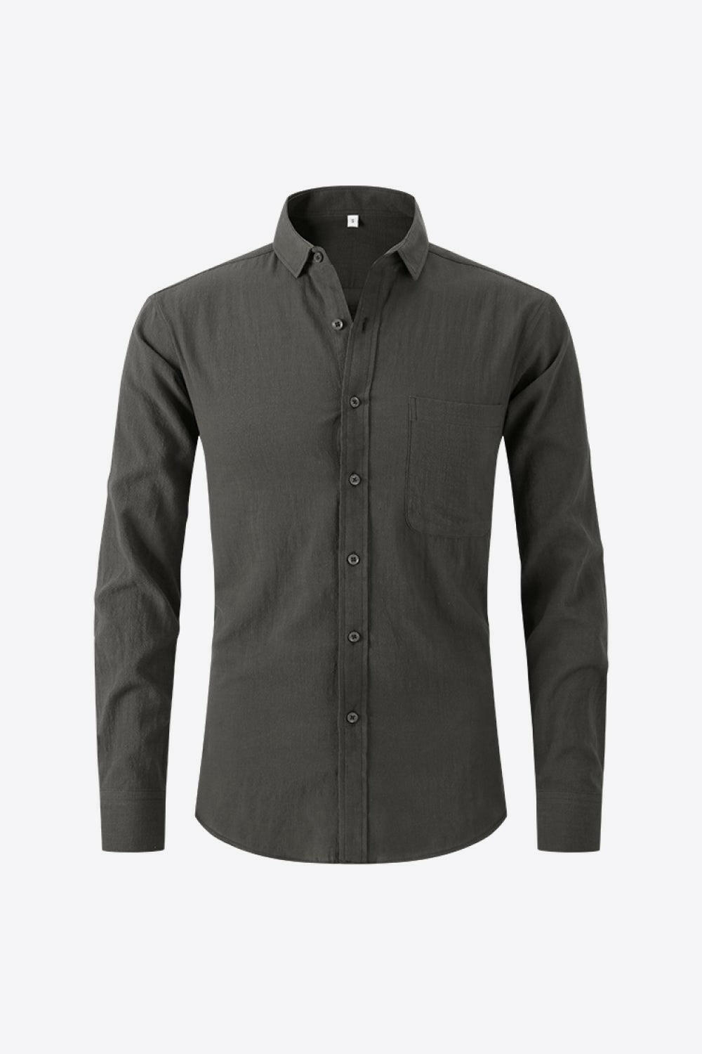 Classic Collared Long-Sleeve Shirt Dark Gray