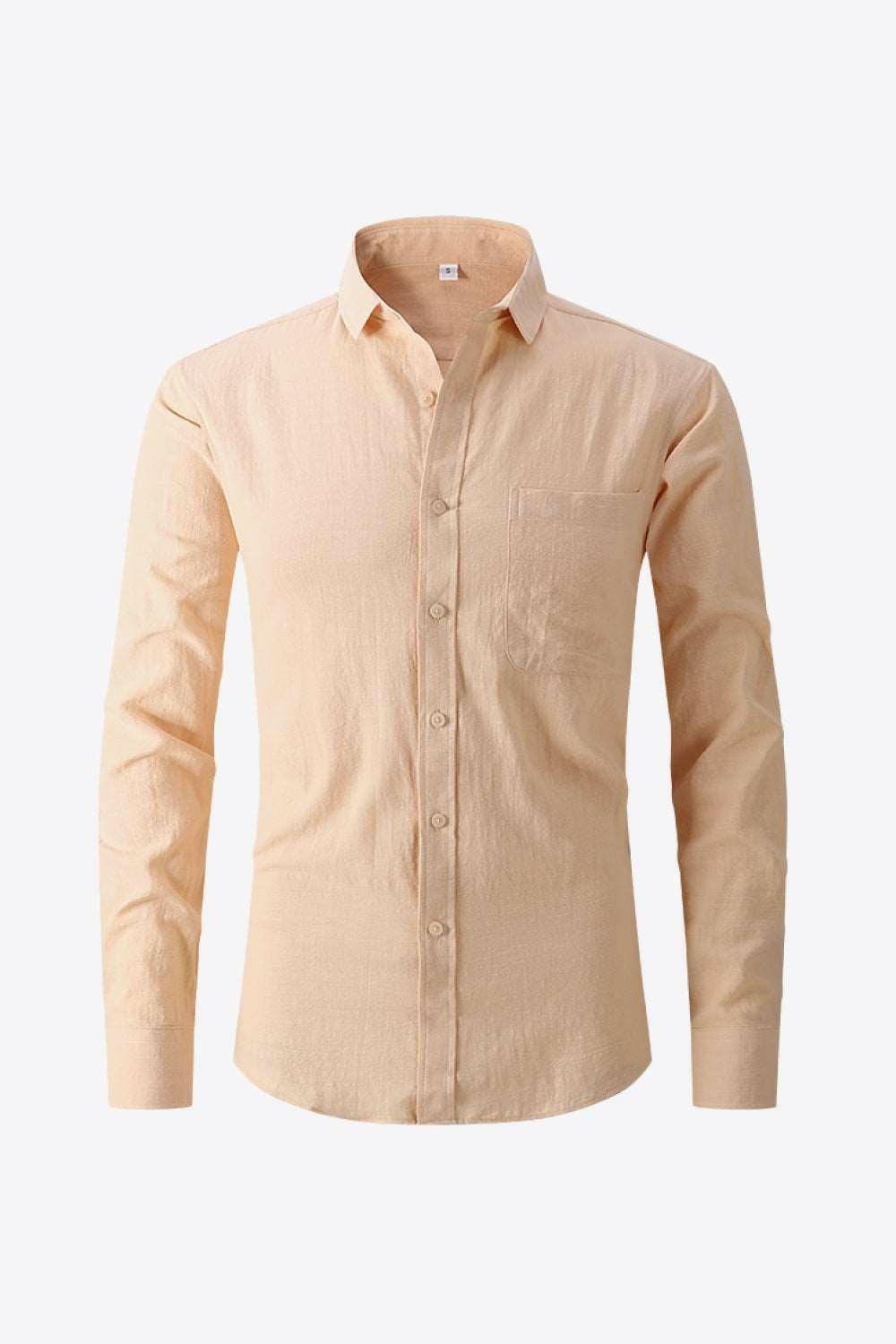 Classic Collared Long-Sleeve Shirt Tan