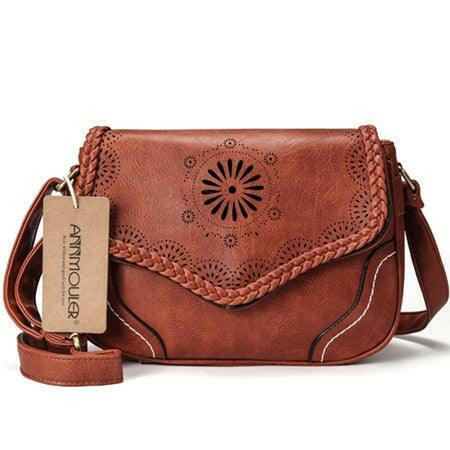 The MIRANDA Classic Floral Style Shoulder Bag Brown (20cm<Max Length<30cm) 1-2 Days