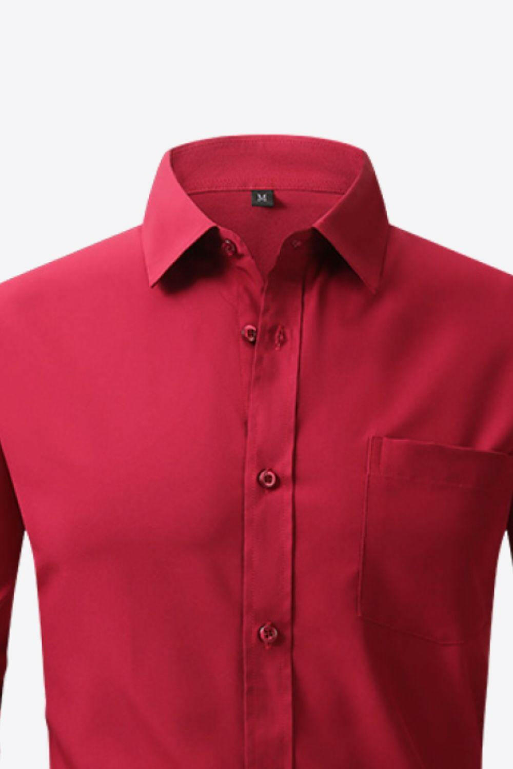 Classic Long Sleeve Collared Shirt with Pocket