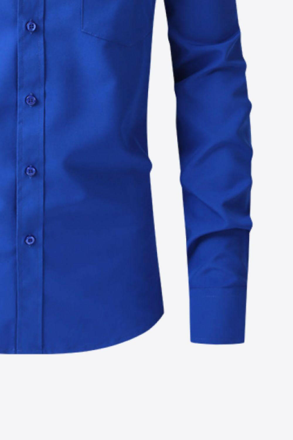 Classic Long Sleeve Collared Shirt with Pocket