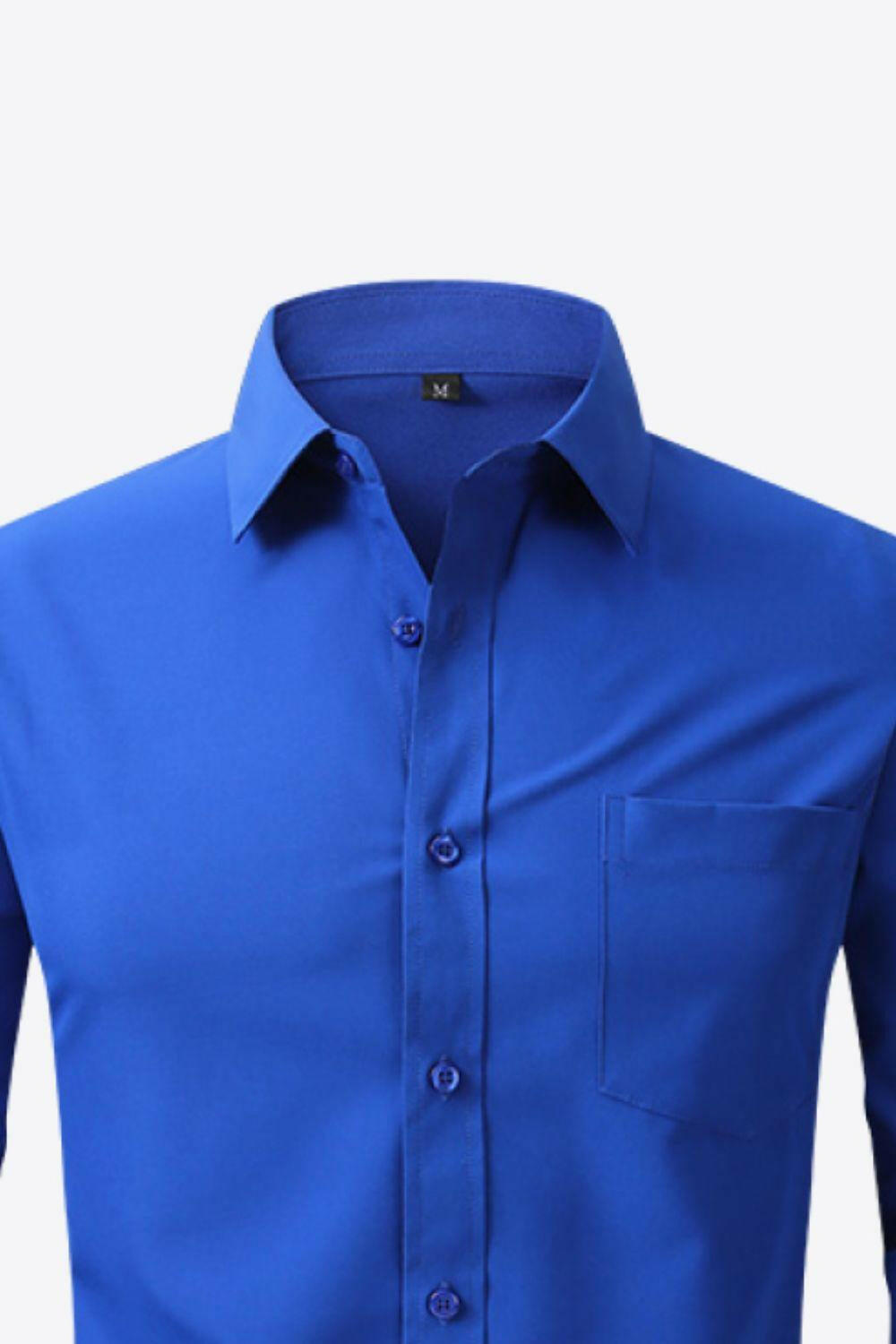 Classic Long Sleeve Collared Shirt with Pocket