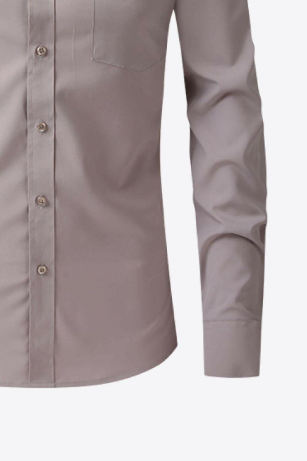 Classic Long Sleeve Collared Shirt with Pocket