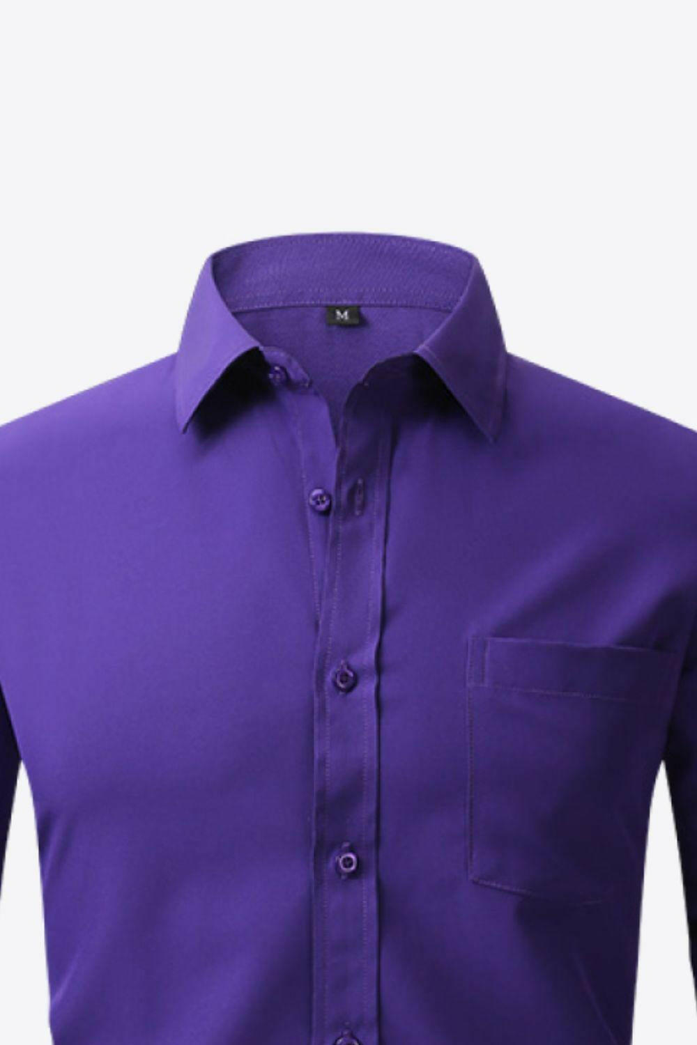 Classic Long Sleeve Collared Shirt with Pocket