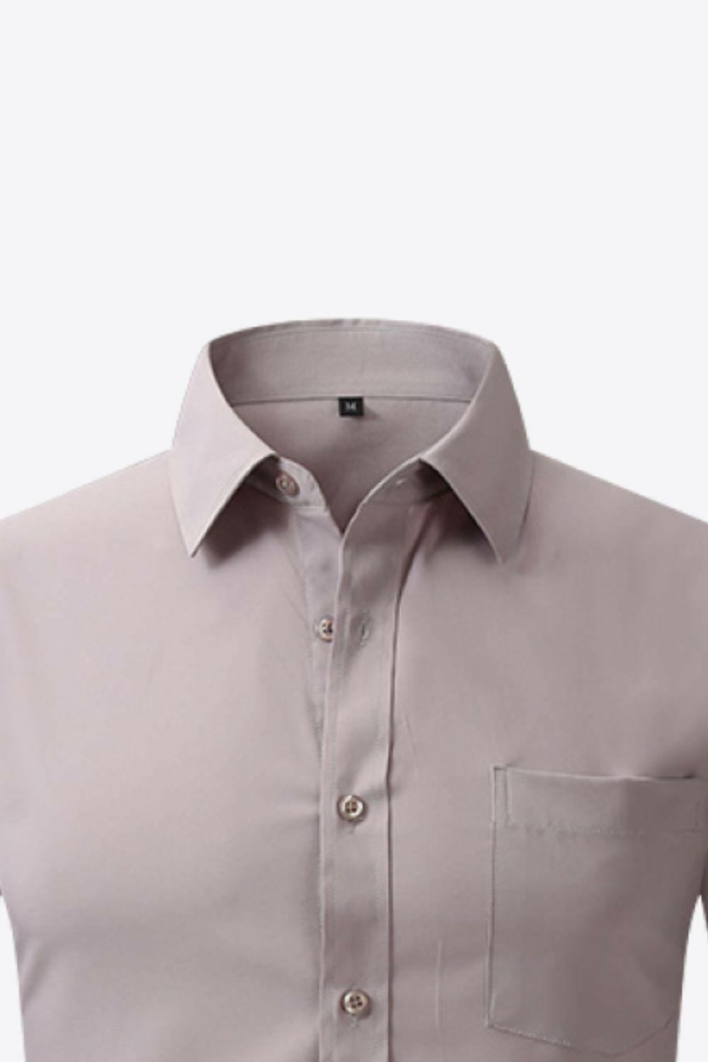 Classic Long Sleeve Collared Shirt with Pocket