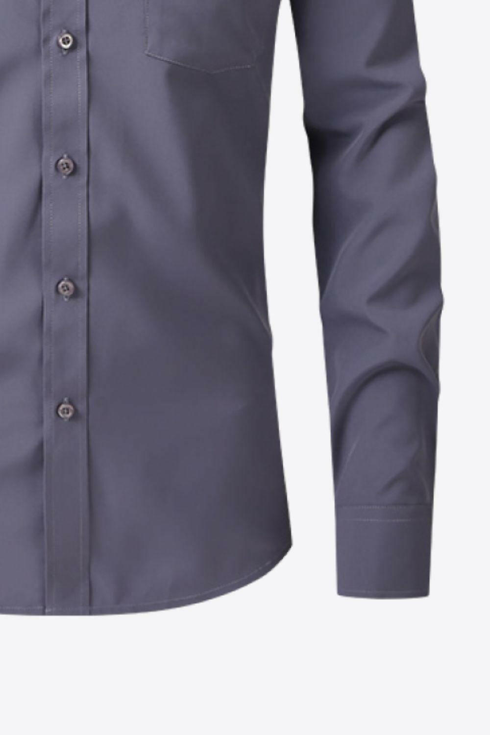 Classic Long Sleeve Collared Shirt with Pocket