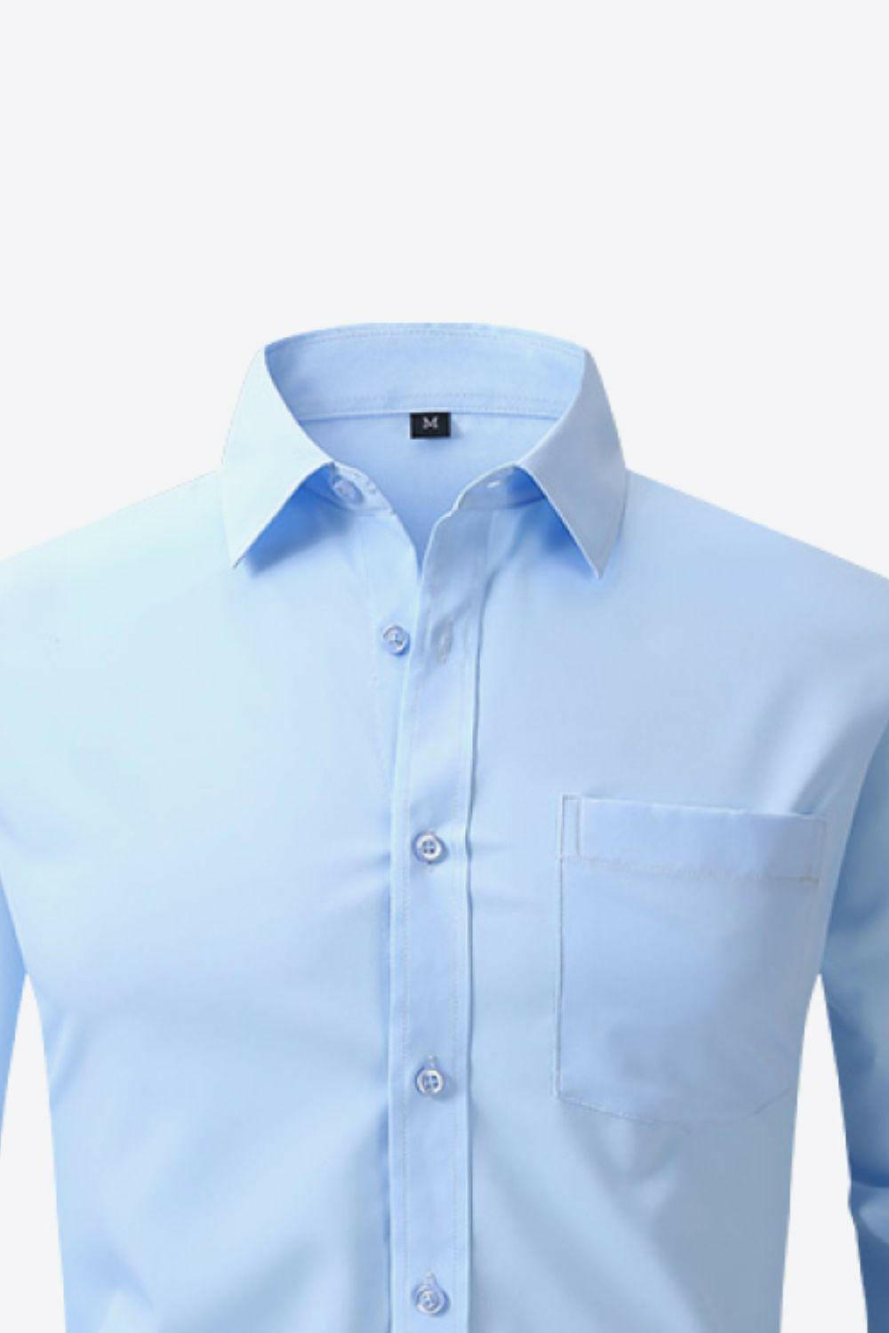 Classic Long Sleeve Collared Shirt with Pocket