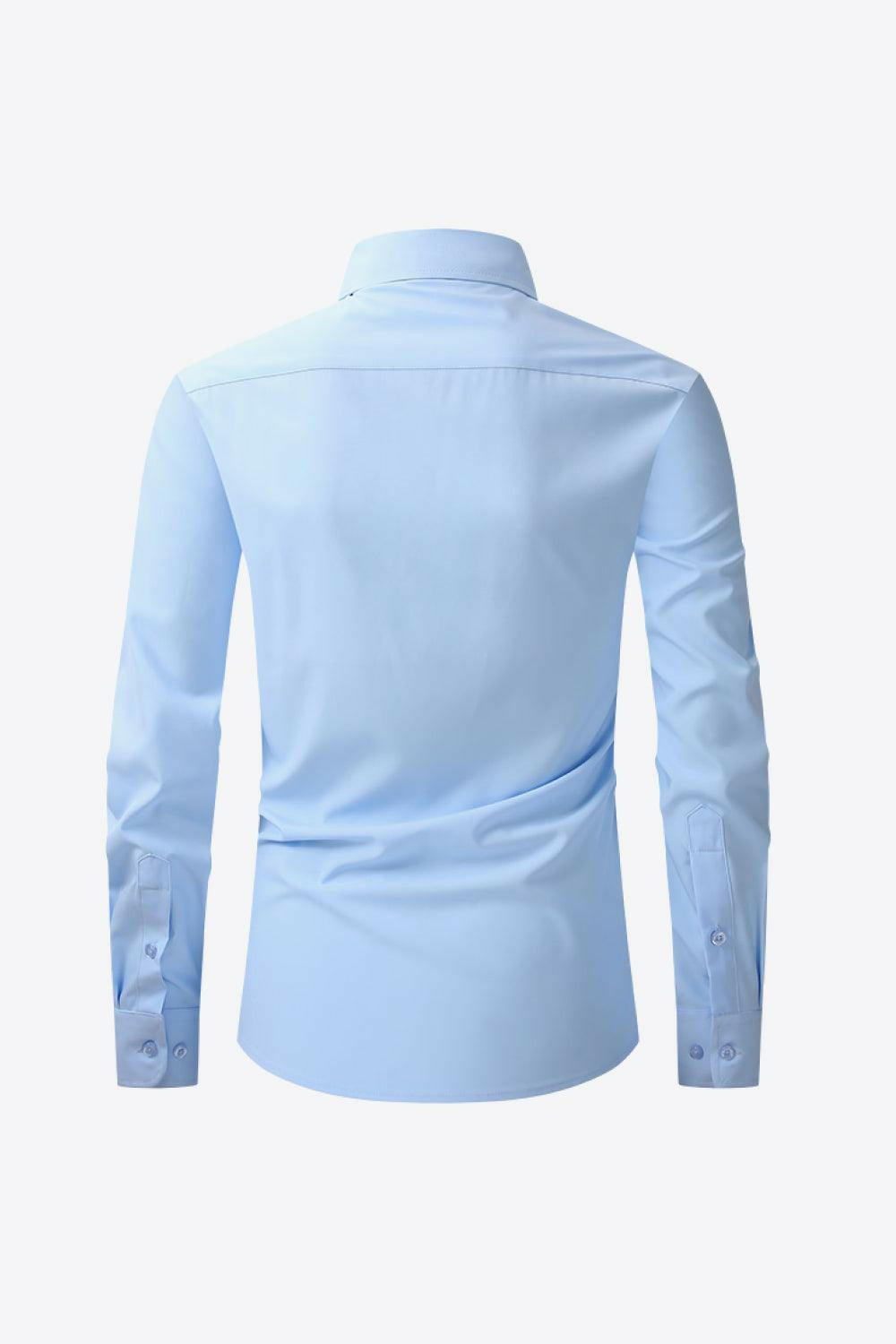 Classic Long Sleeve Collared Shirt with Pocket