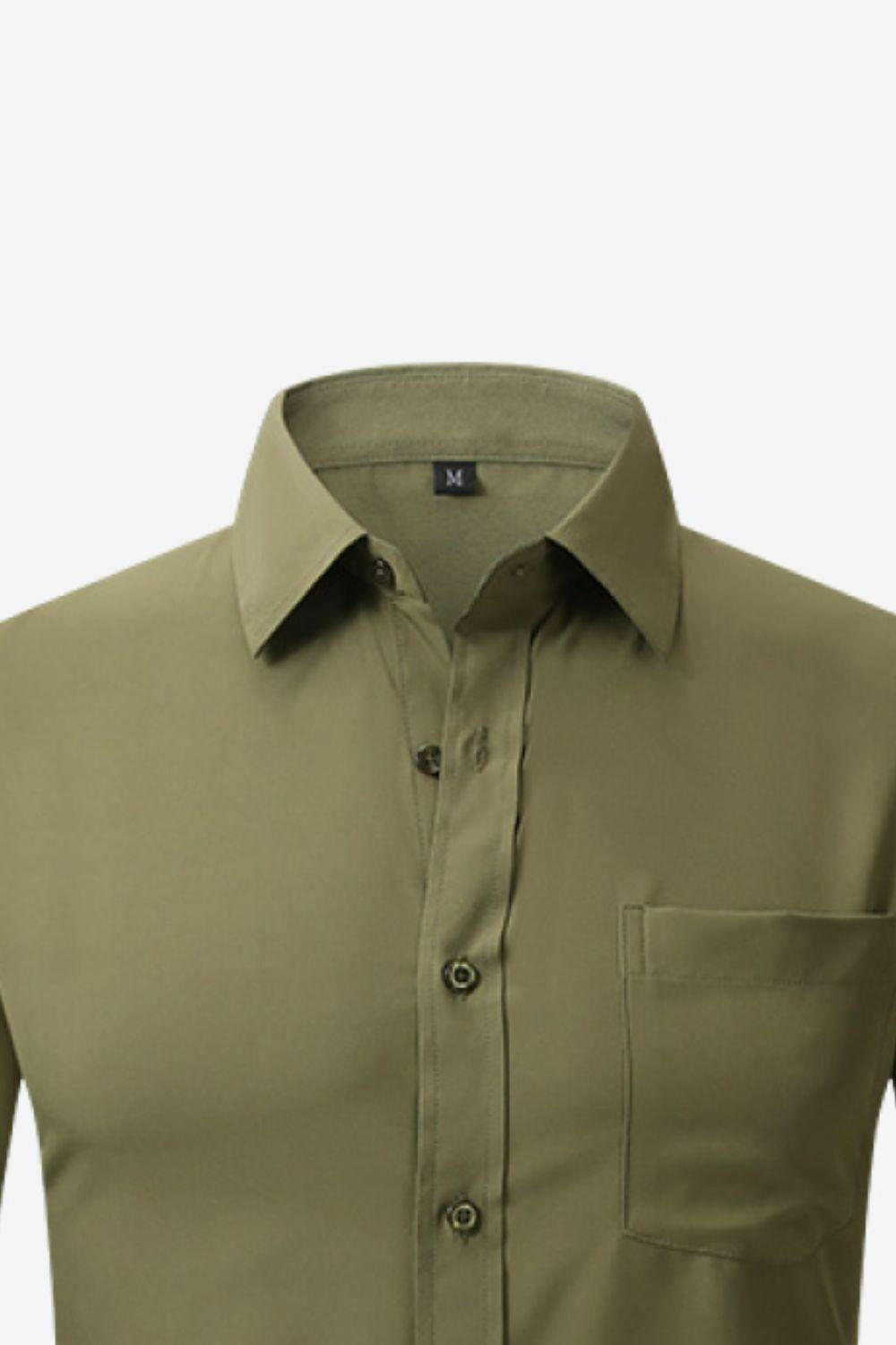 Classic Long Sleeve Collared Shirt with Pocket