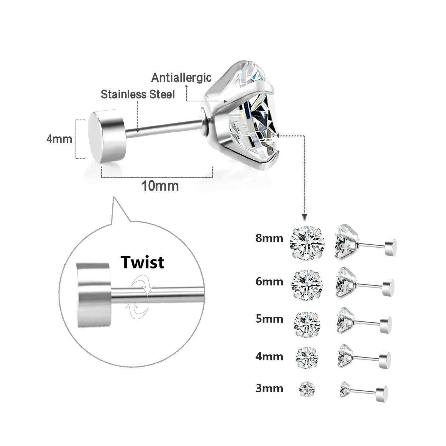 Clear Cubic Zirconia Stud Earrings