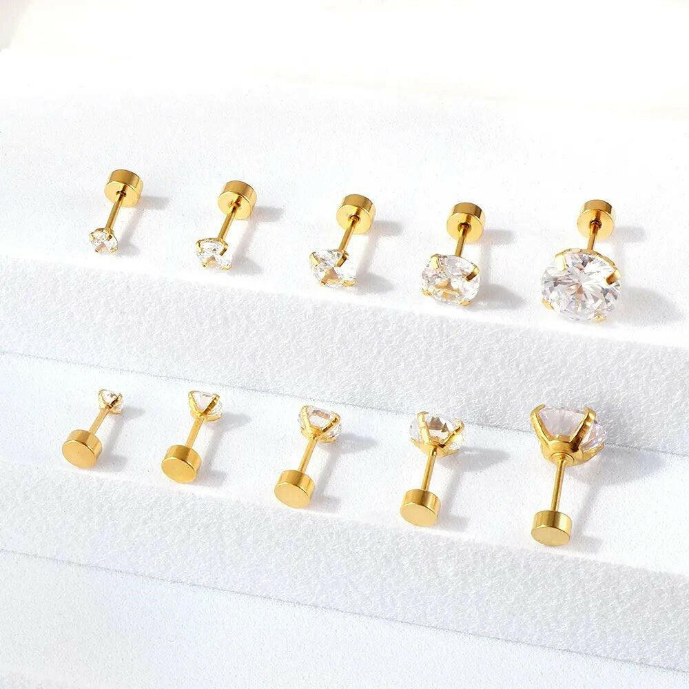 Clear Cubic Zirconia Stud Earrings