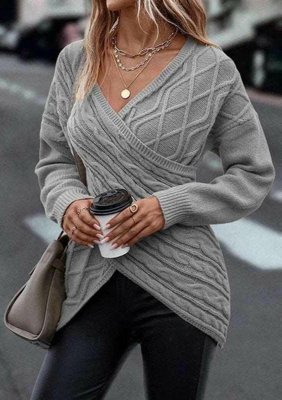 Criss-Cross V-Neck Sweater