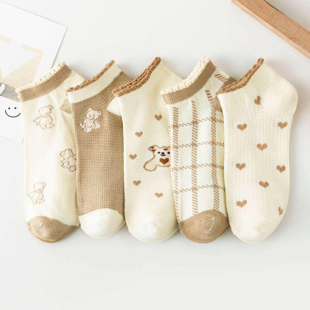 Women's Top Trending Cotton Socks (5 pairs) E5 5 Pairs