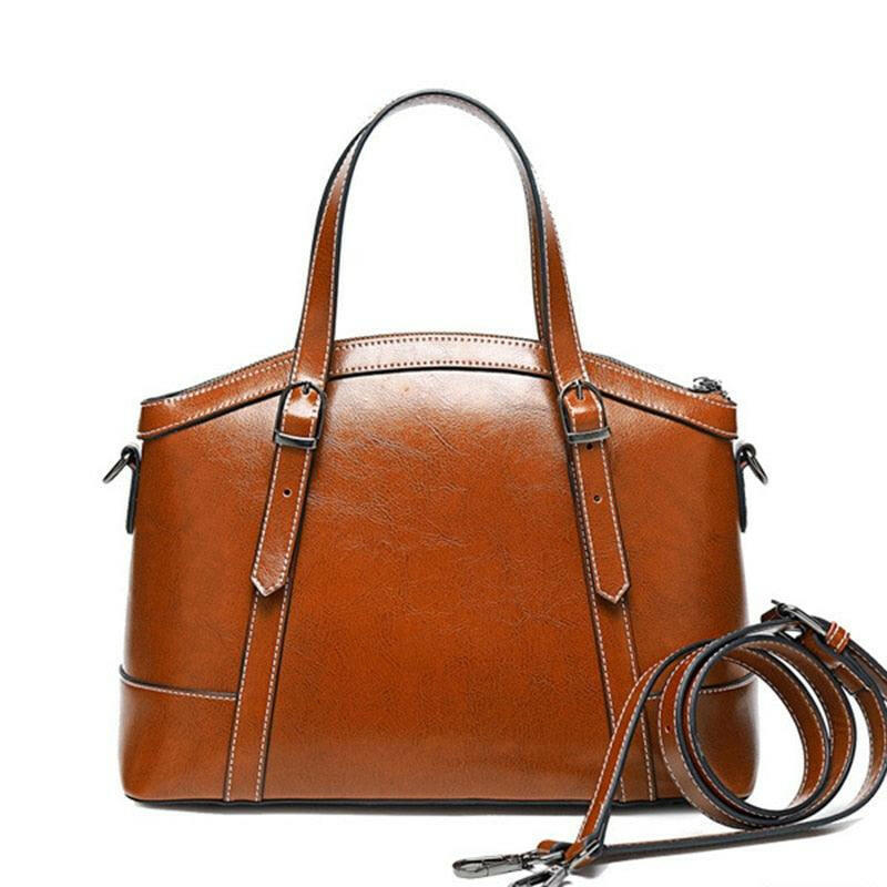 Genuine Leather Handbag with Cell Phone Pocket for Everyday