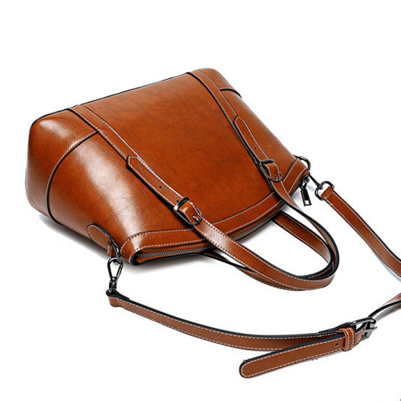 Genuine Leather Handbag with Cell Phone Pocket for Everyday