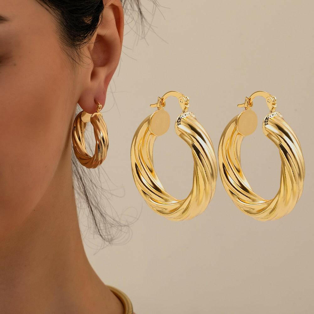 Geometric Twisted Hoop Earrings