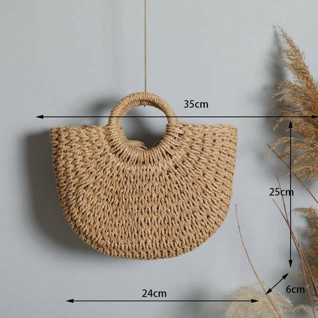 Handmade Woven Rattan Tote for Stylish Boho Needs - by The Nichole Collection