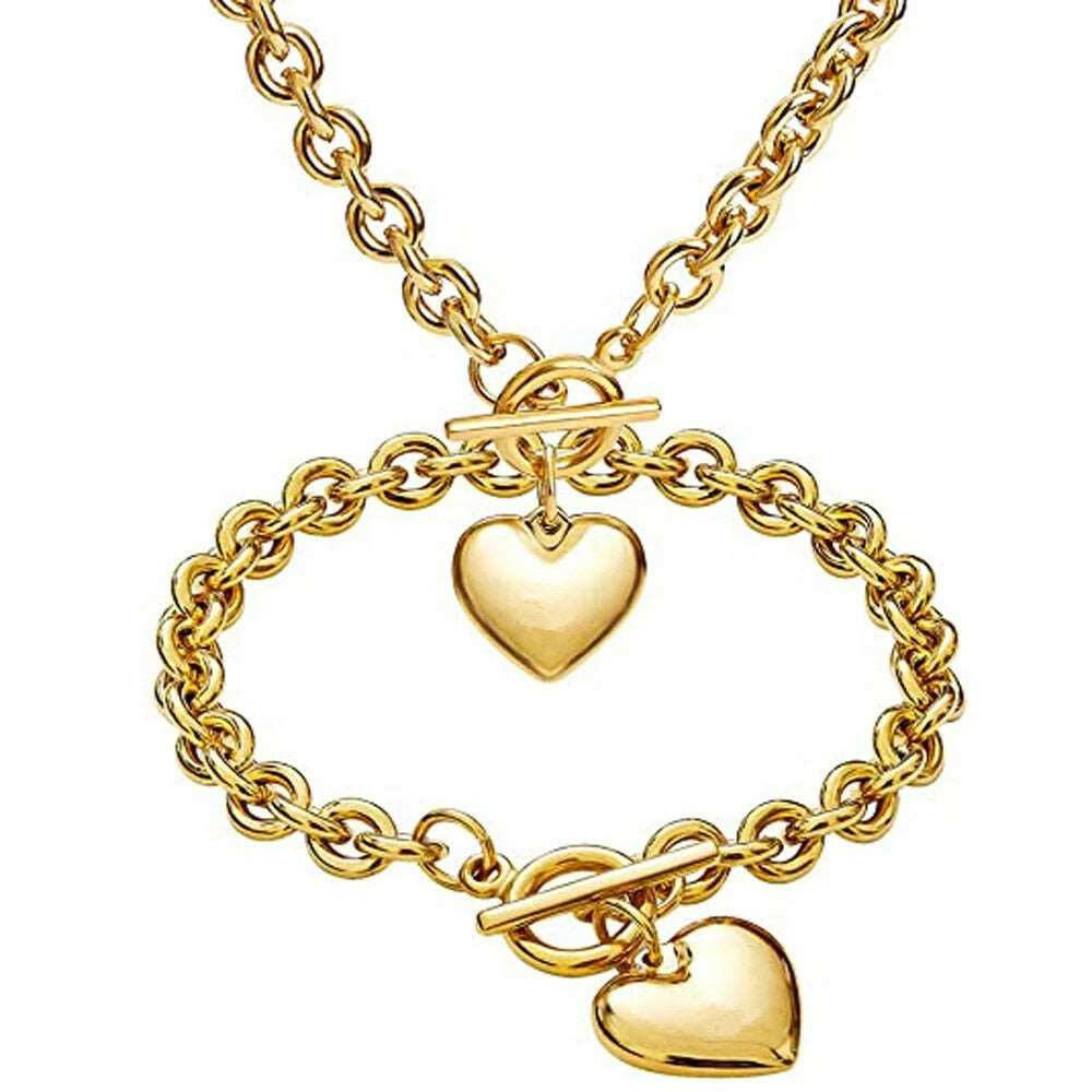 Heart Necklace & Bracelet Set