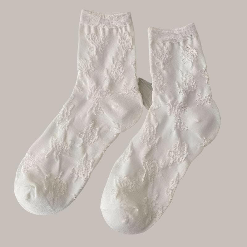 Women's White Lace Socks – Ideal for Bridal, Formal, or Casual Outfits