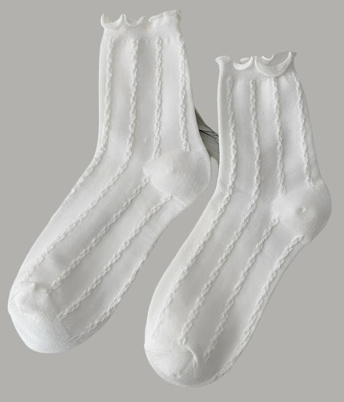 Women's White Lace Socks – Ideal for Bridal, Formal, or Casual Outfits