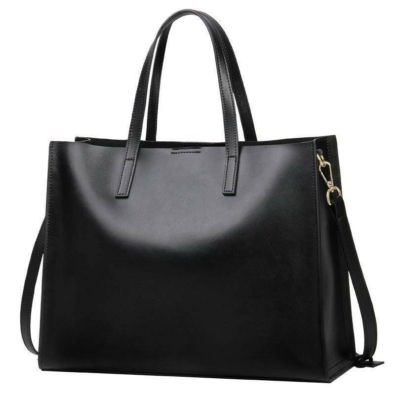 Classic Leather Handbag with Timeless Design and Spacious Interior Black