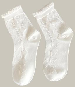 Women's White Lace Socks – Ideal for Bridal, Formal, or Casual Outfits Rhombic Bubble