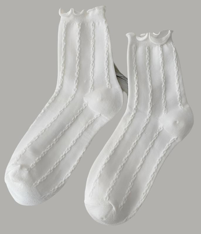 Women's White Lace Socks – Ideal for Bridal, Formal, or Casual Outfits Ribbed