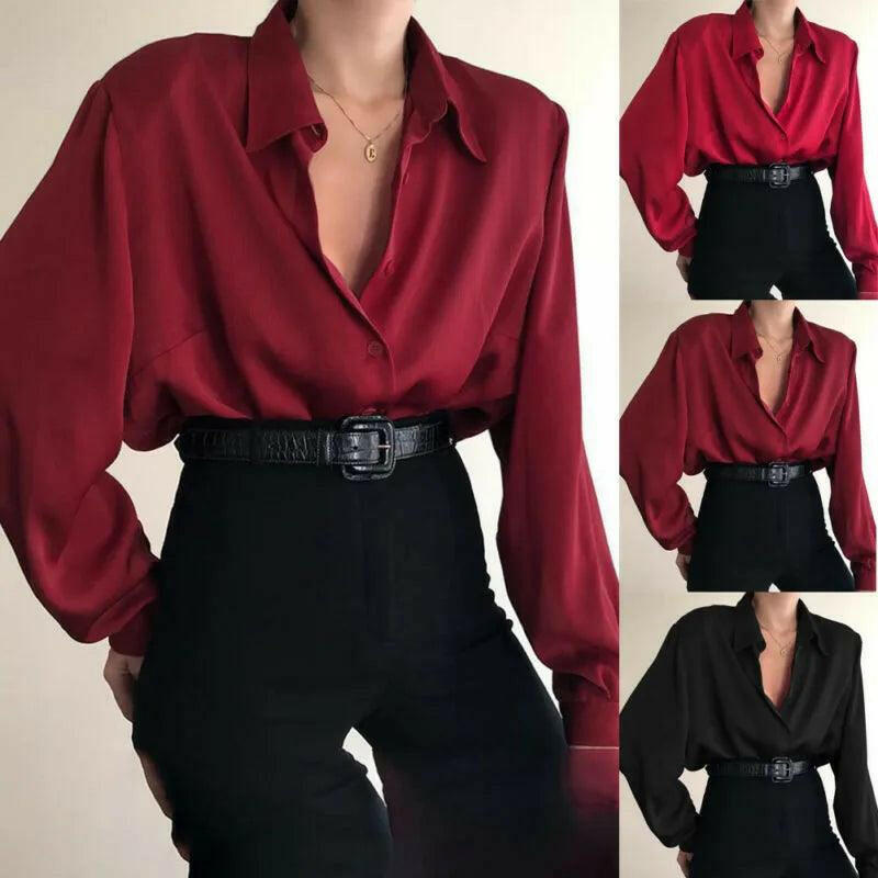 Long-Sleeve Chiffon Collar Shirt