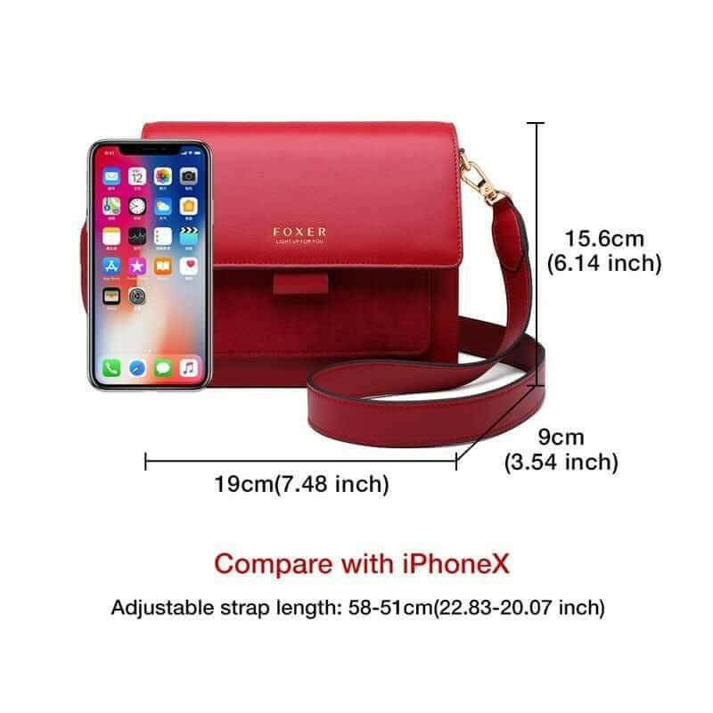 MAYA Messenger Bag: Durable Wine Red Black Leather for Your Cell Phone - Handbags by The Nichole Collection