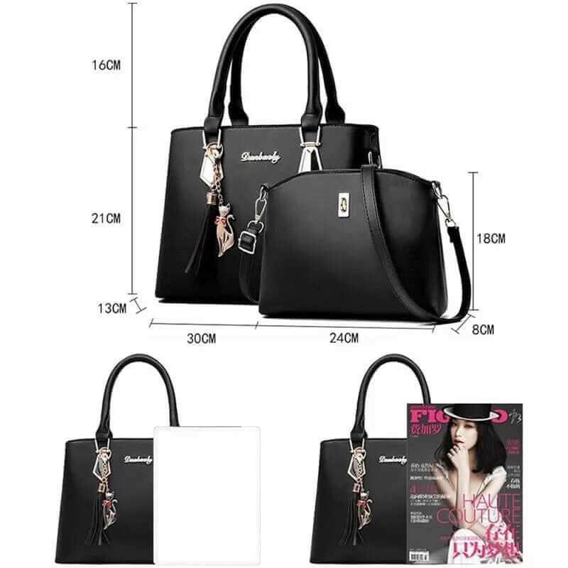 Melissa Leather Bag Set: Versatile Faux Leather Tote, Crossbody, Wristlet - Handbags by The Nichole Collection