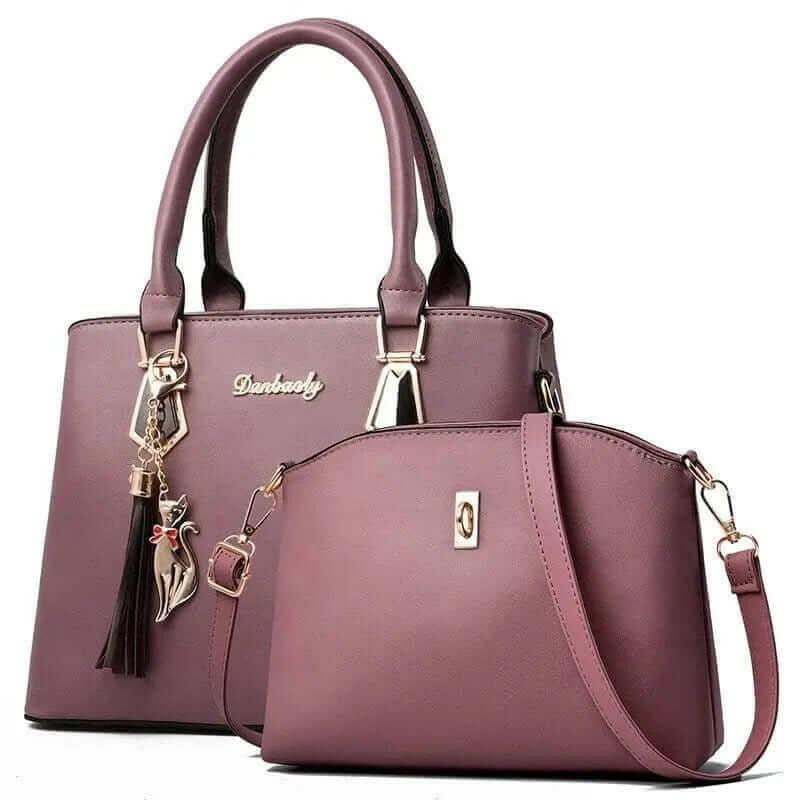 Melissa Leather Bag Set: Versatile Faux Leather Tote, Crossbody, Wristlet - Handbags by The Nichole Collection