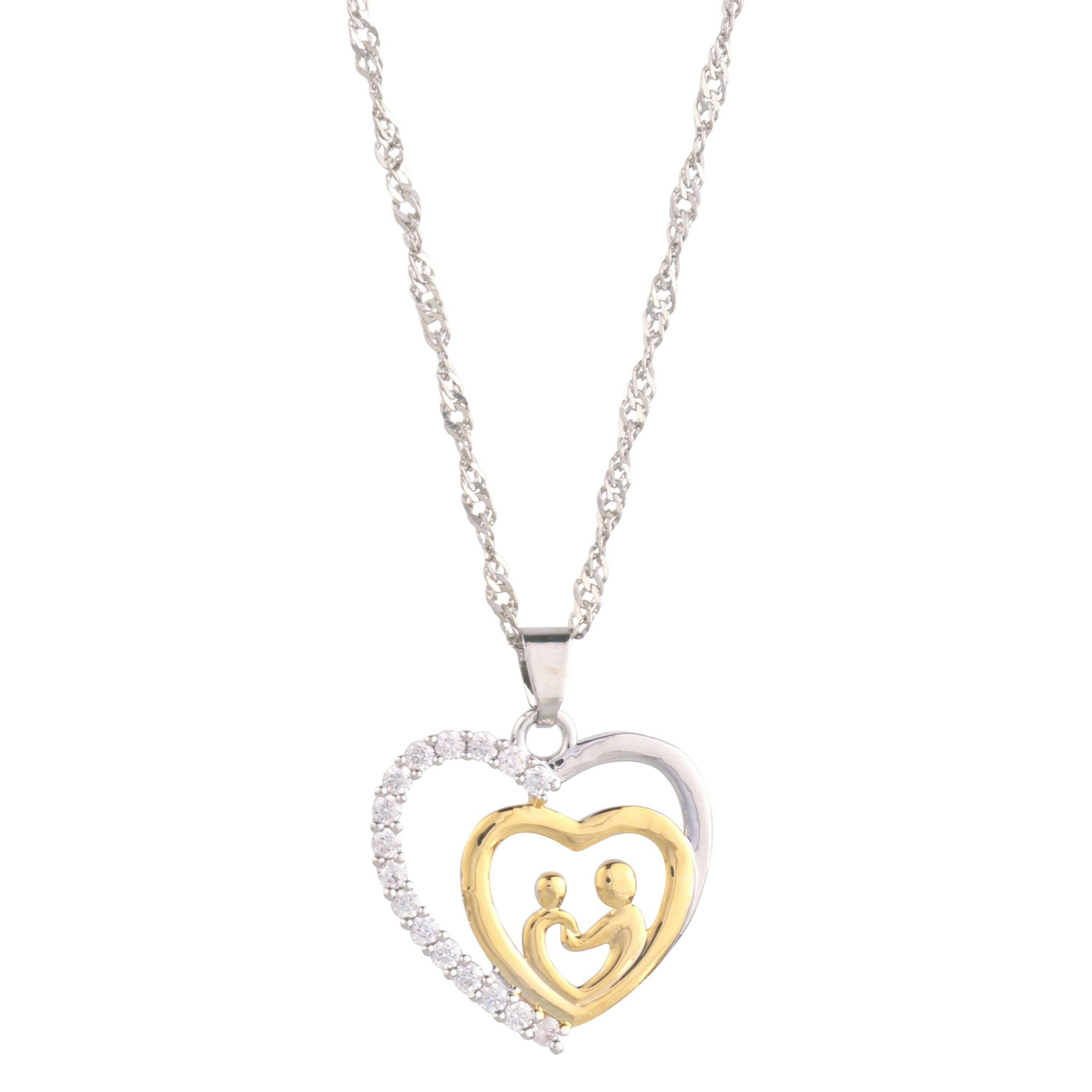 Mother and Child Heart Pendant Necklace