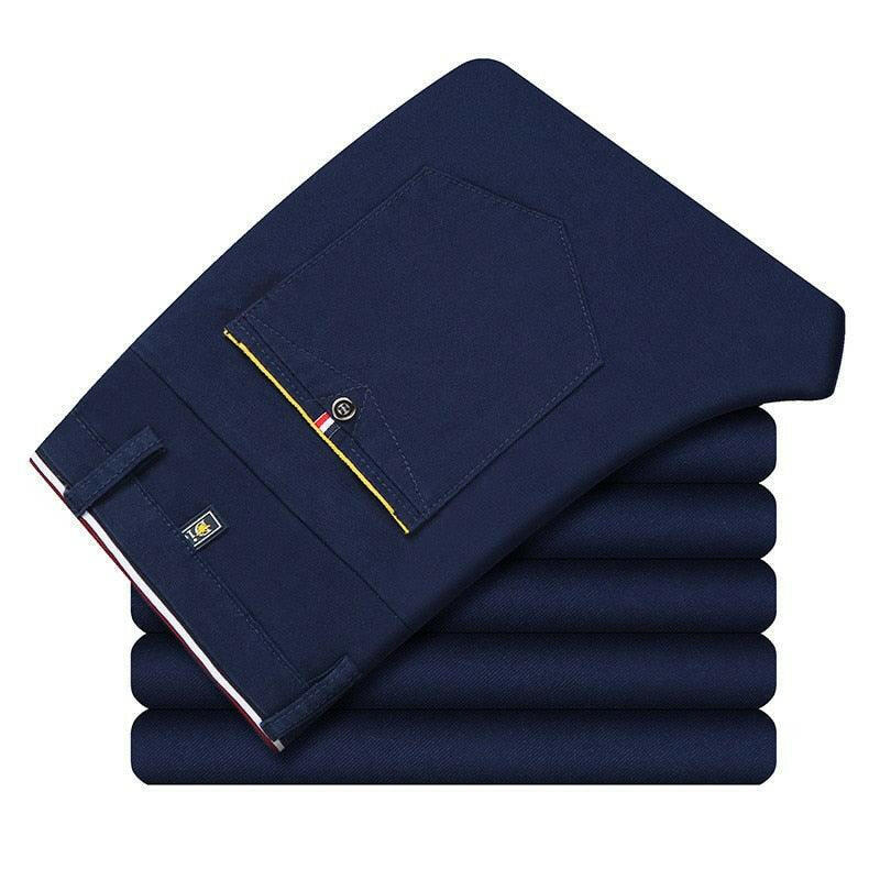 Slim Fit Pleated Pencil Pants for Men bao lan se